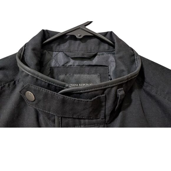 Banana Republic Black Quilted Field Jacket Men's S Faux Leather Trim - Picture 6 of 11